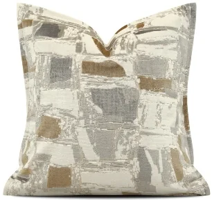 Taupe Abstract Block Cushion, SKU YM-BGJH2604218