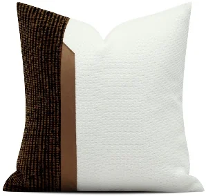Brown and Ivory Colour Block Cushion, SKU YM-BGJH2604236