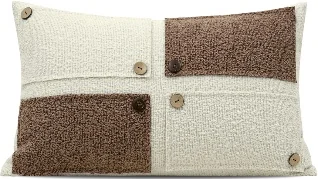 Brown and Ivory Block Lumbar Cushion, SKU YM-BGJH2604240