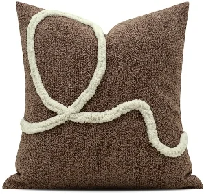 Brown Curved Line Cushion, SKU YM-BGJH2604241