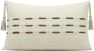 Ivory Tassel Stripe Lumbar Cushion, SKU YM-BGJH2604249