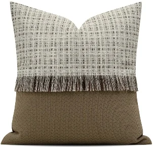 Taupe Fringe Panel Cushion, SKU YM-BGJH2604252
