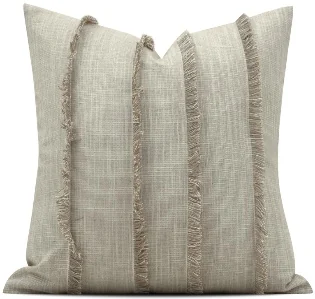 Natural Fringed Stripe Cushion, SKU YM-BGJH2604253