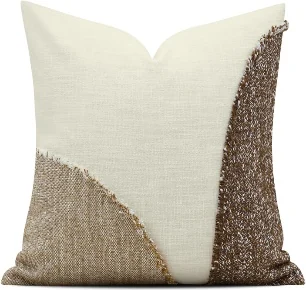 Ivory Fringed Colour Block Cushion, SKU YM-BGJH2604254