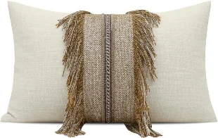 Ivory Long Tassel Lumbar Cushion, SKU YM-BGJH2604255