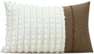 Ivory & Brown Textured Lumbar Cushion, SKU YM-BT2605090